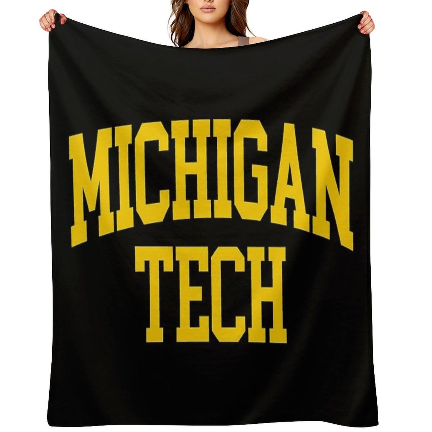 Michigan Tech - College Font Curved Throw Blanket