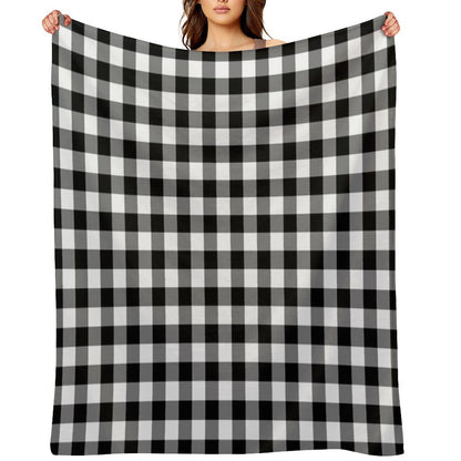 Black And White Gingham Checked Pattern Throw Blanket
