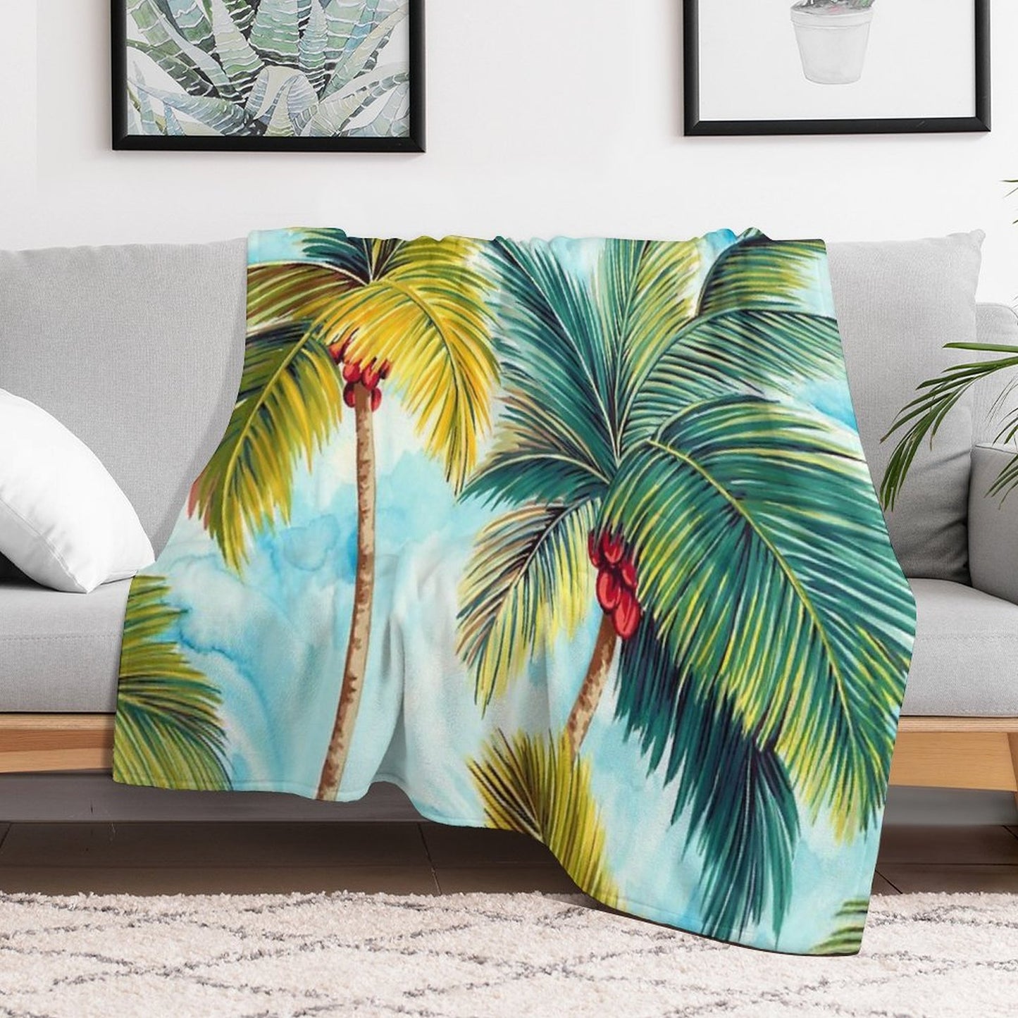 Tropical Palm Trees Throw Blanket