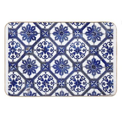 Blue And White Portuguese Tile Bath Mat