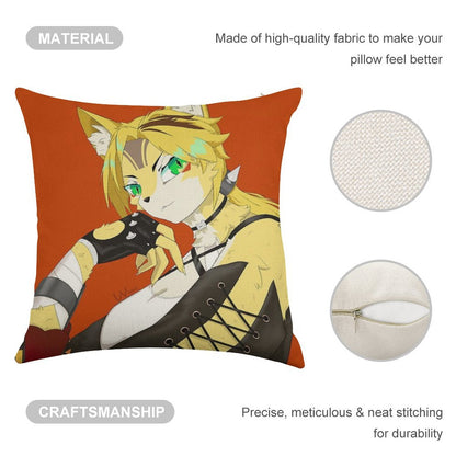 The Cat of Calydon Linen Throw Pillow Cover