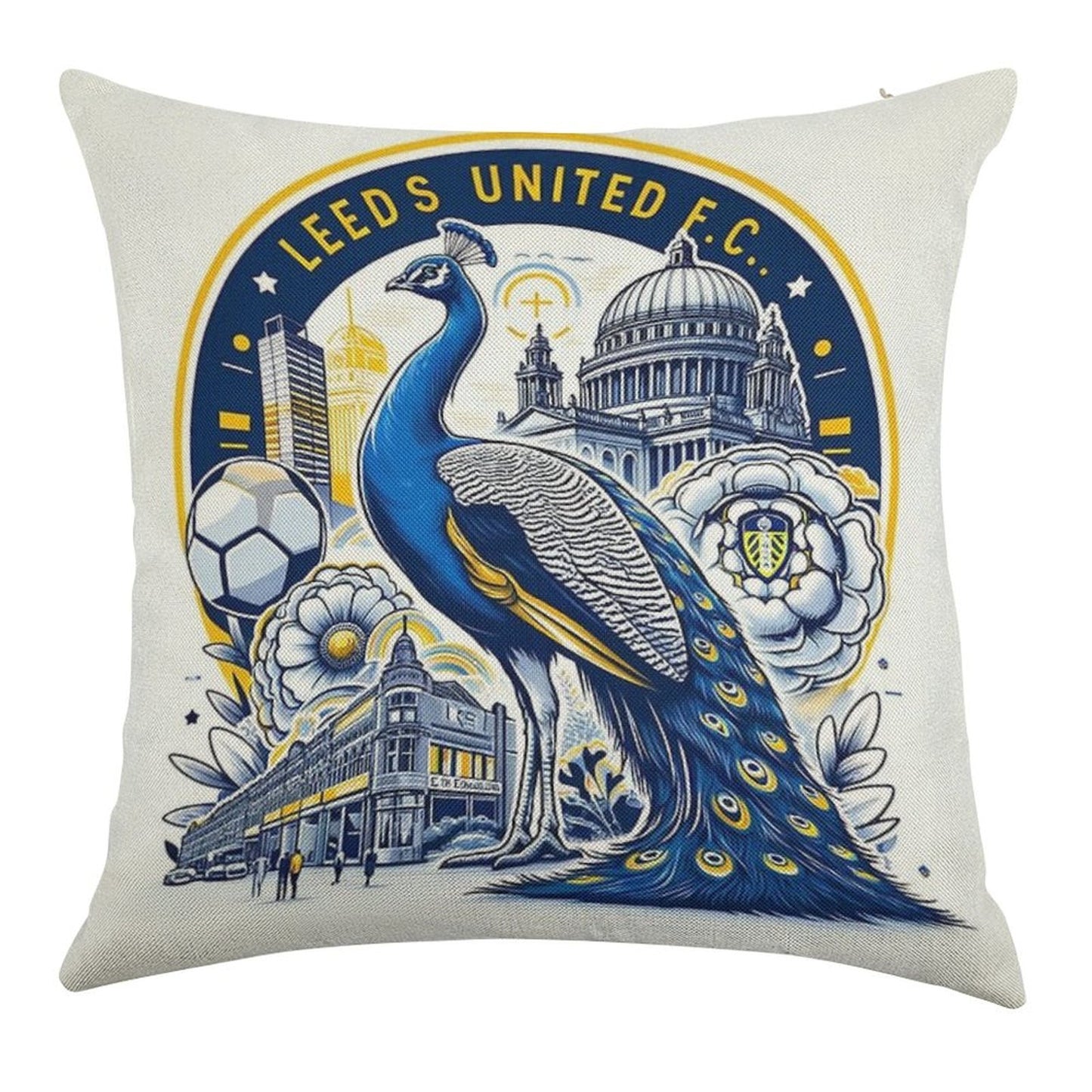 Leeds United Football Club Artwork Linen Throw Pillow Cover