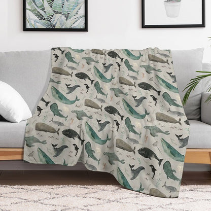 Whale Song Gray Throw Blanket
