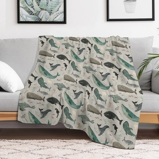 Whale Song Gray Throw Blanket