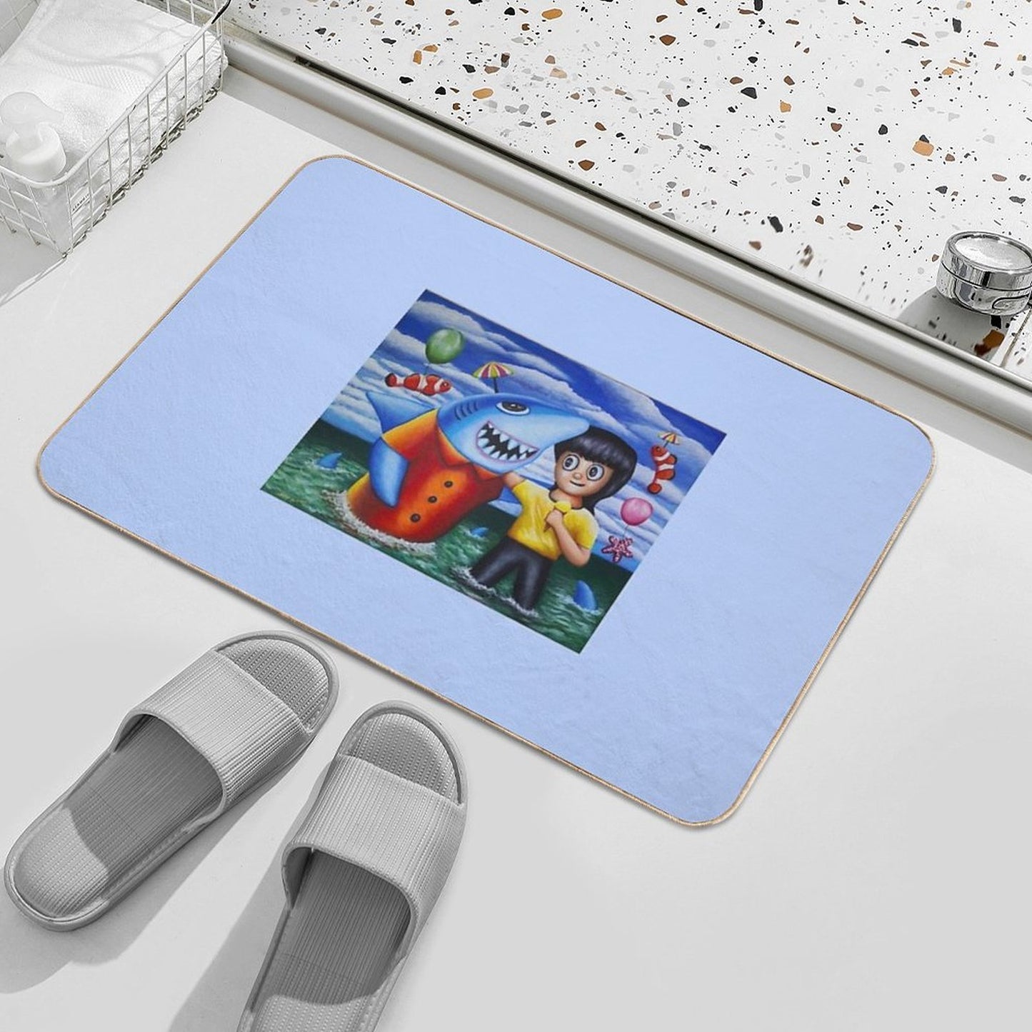 Go to The Sea with My Friends 02  Non-Slip Bath Mat