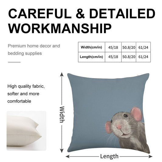 The Peeking Rat Linen Throw Pillow Cover
