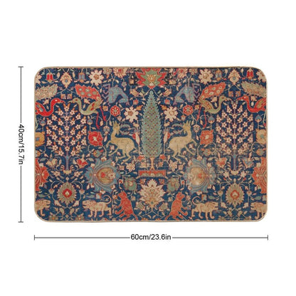 17th Century Persian Rug Print with Animals  Toxin-Free Bath Mat