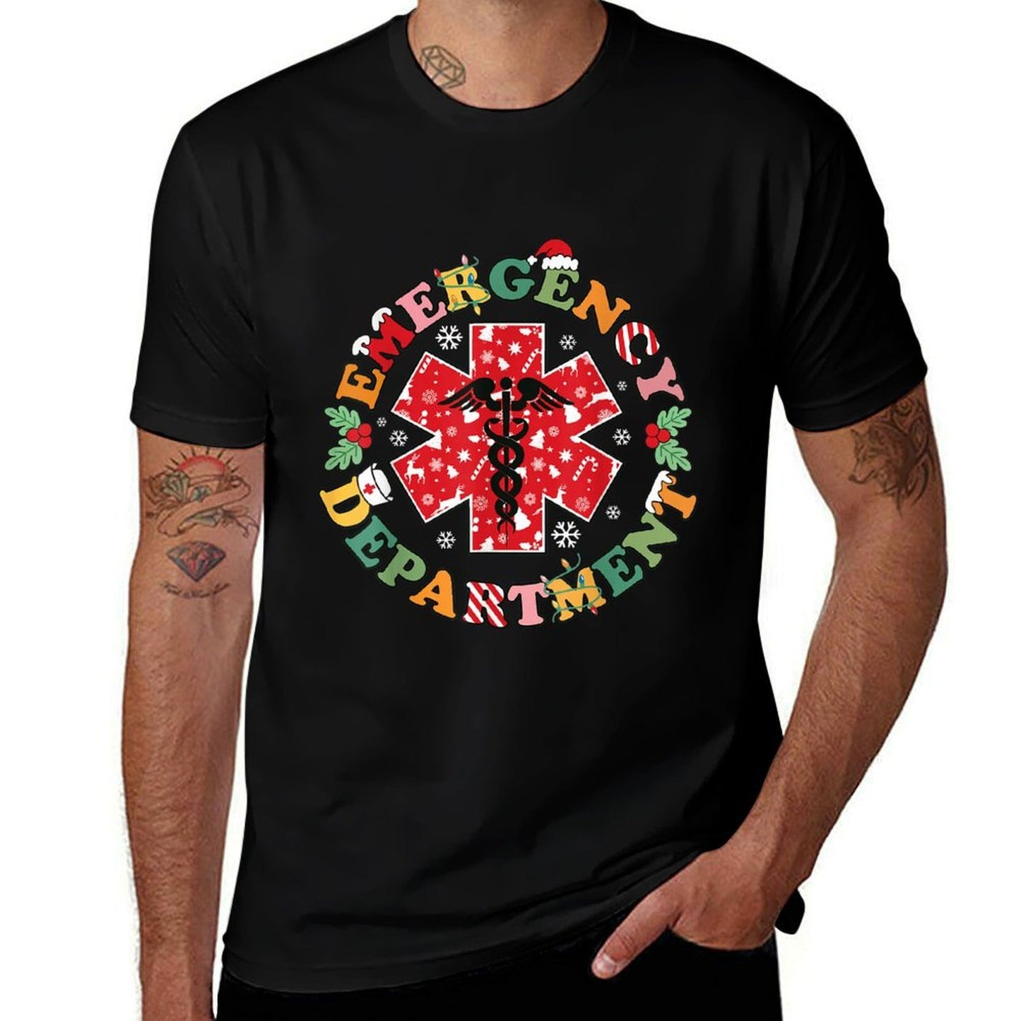 Cute Emergency Department Christmas ER Nurse Santa  Trendy Pattern T-Shirt