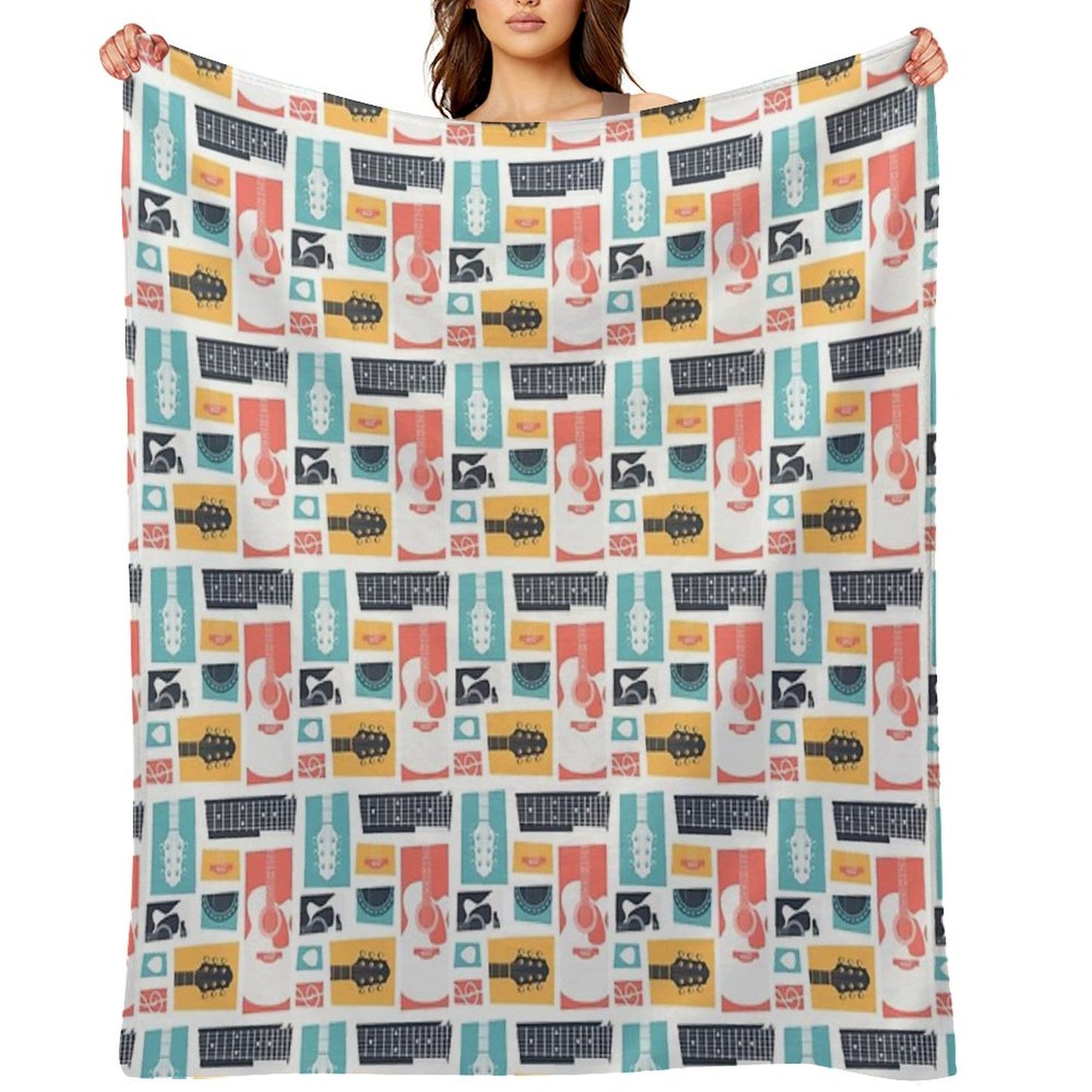 Guitar Collage Throw Blanket
