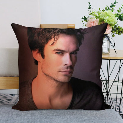 Ian Somerhalder Linen Throw Pillow Cover