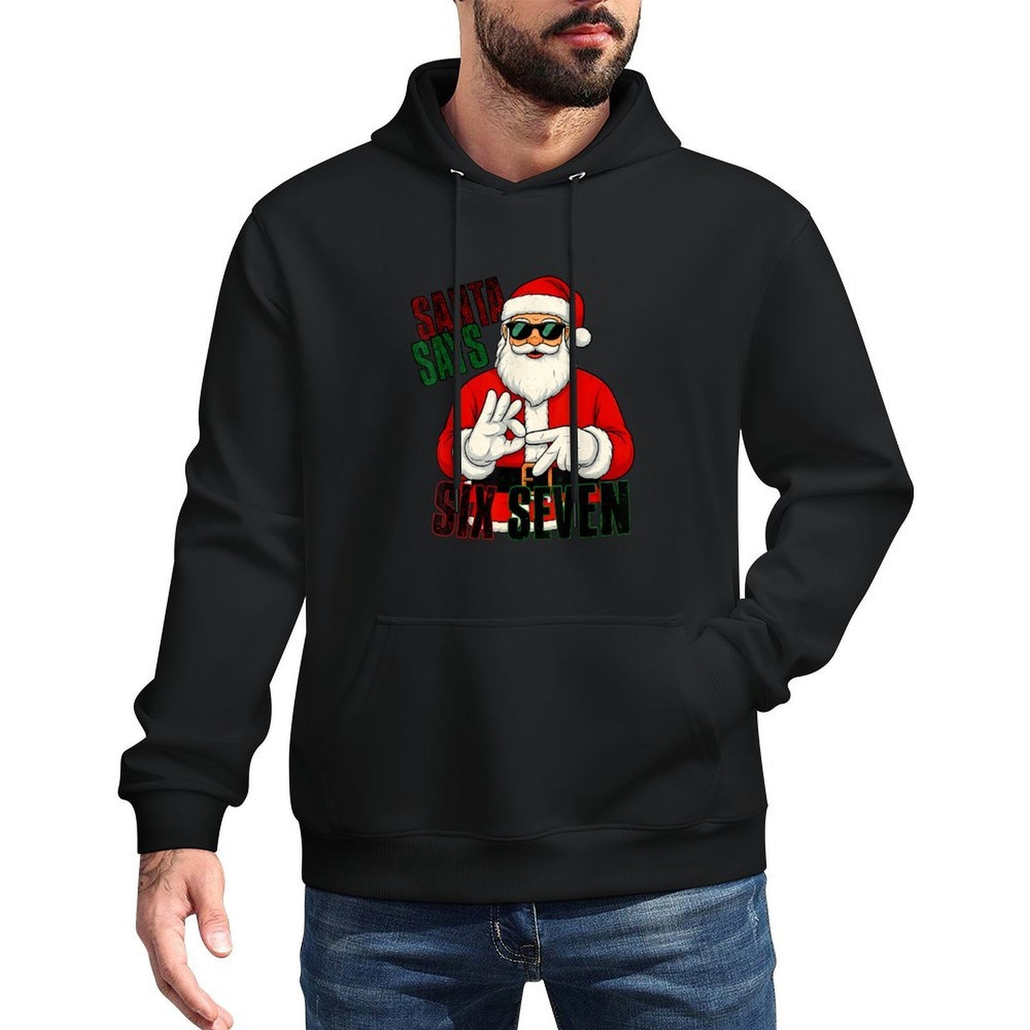 Funny Santa Says Six Seven Christmas 67 Meme Xmas Men Kids Shape Retention Hoodie
