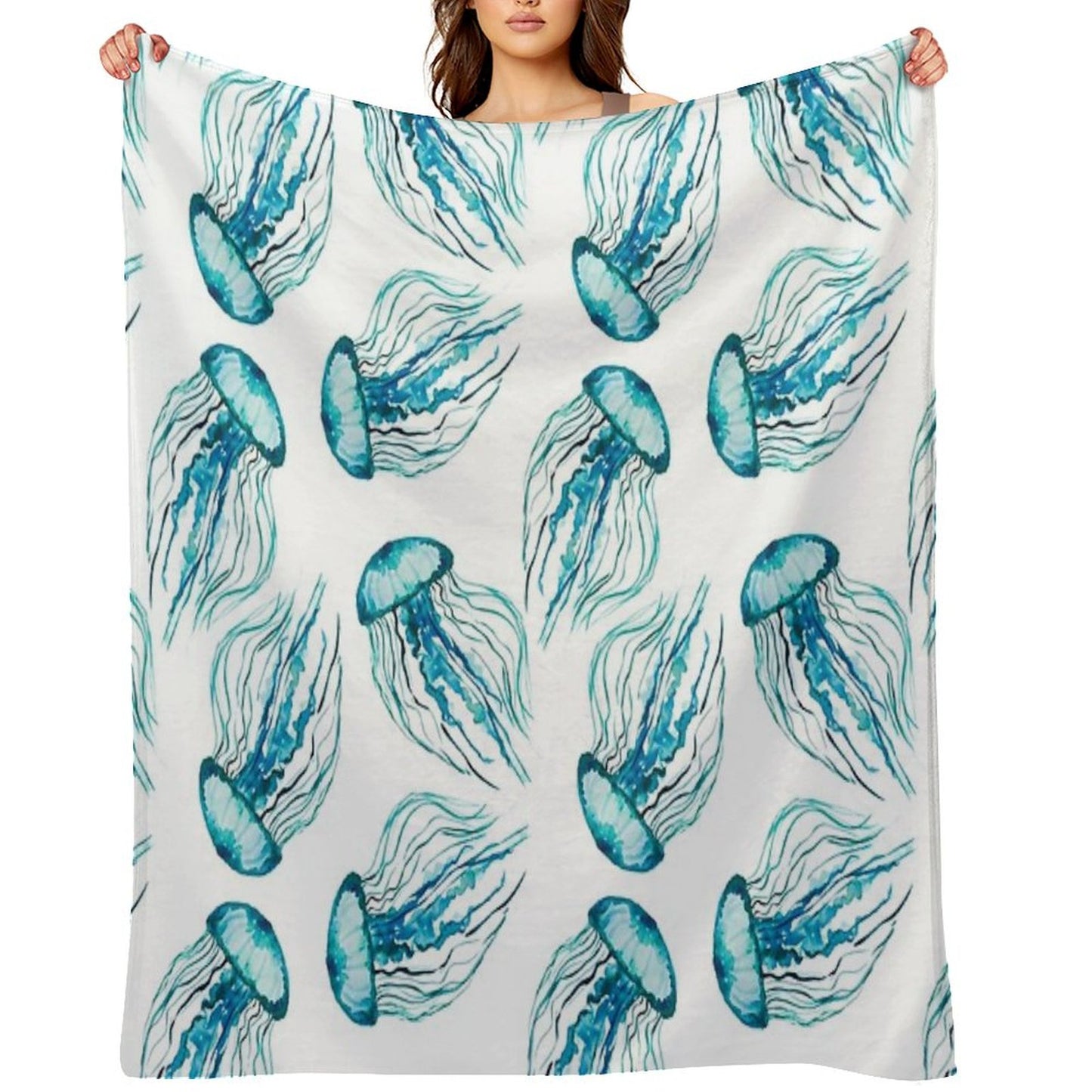 Watercolor Jellyfish Throw Blanket