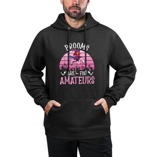 Brooms Are For Amateurs – Spooky Halloween Flamingo Unisex Design Hoodie