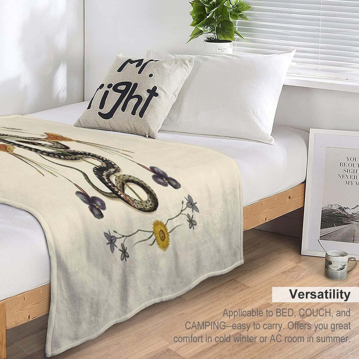 Snake, Swallowtail, & Wildflowers III Throw Blanket