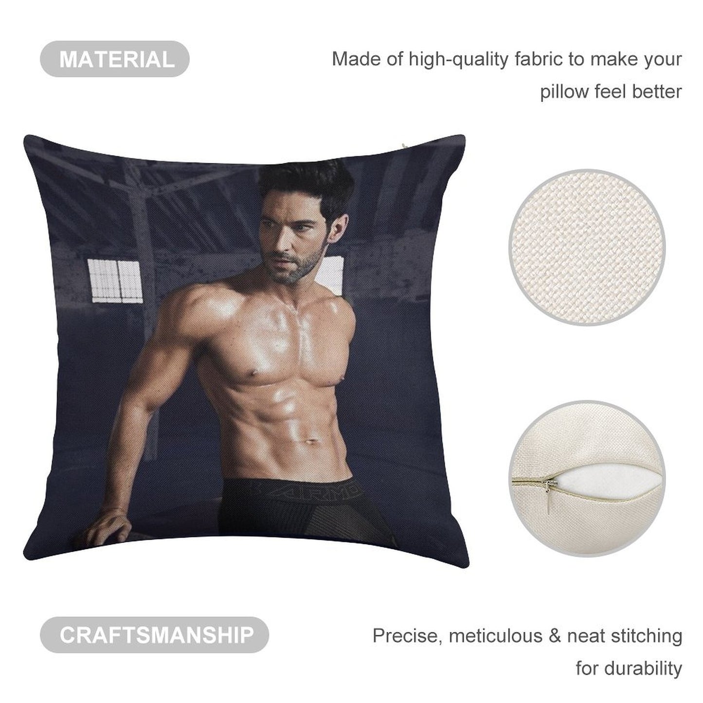 Tom Ellis Linen Throw Pillow Cover