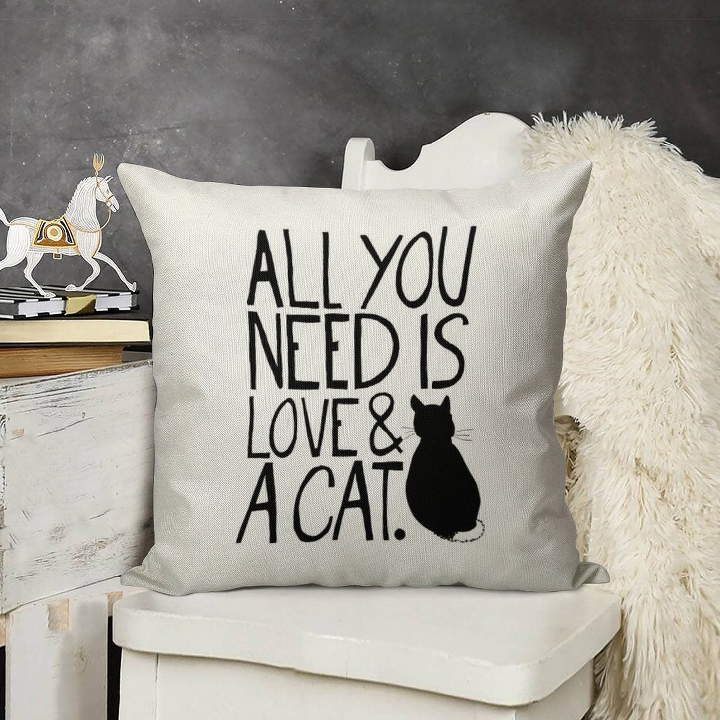 All You Need Is Love And A Cat Linen Throw Pillow Cover