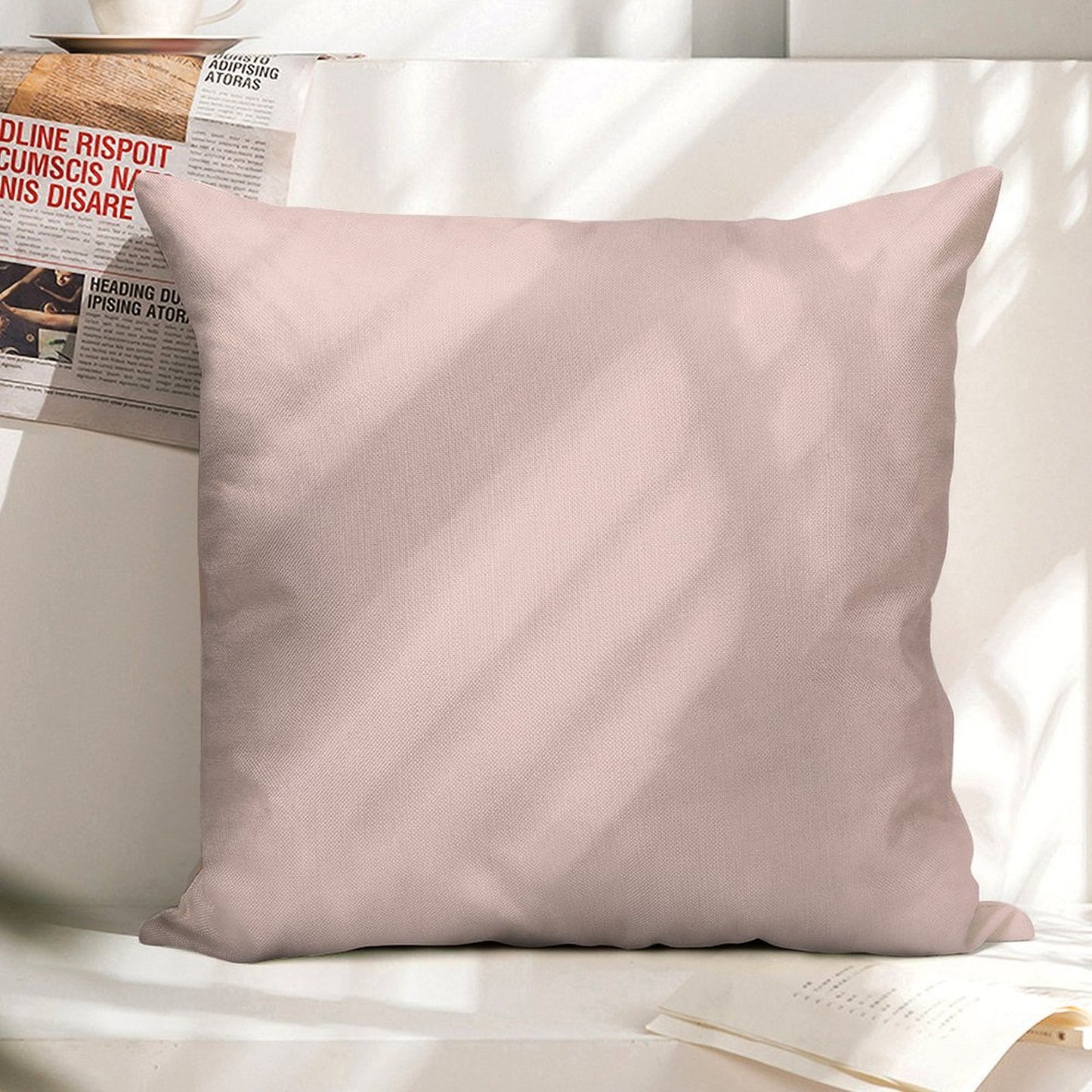 Blush Pink Solid Linen Throw Pillow Cover