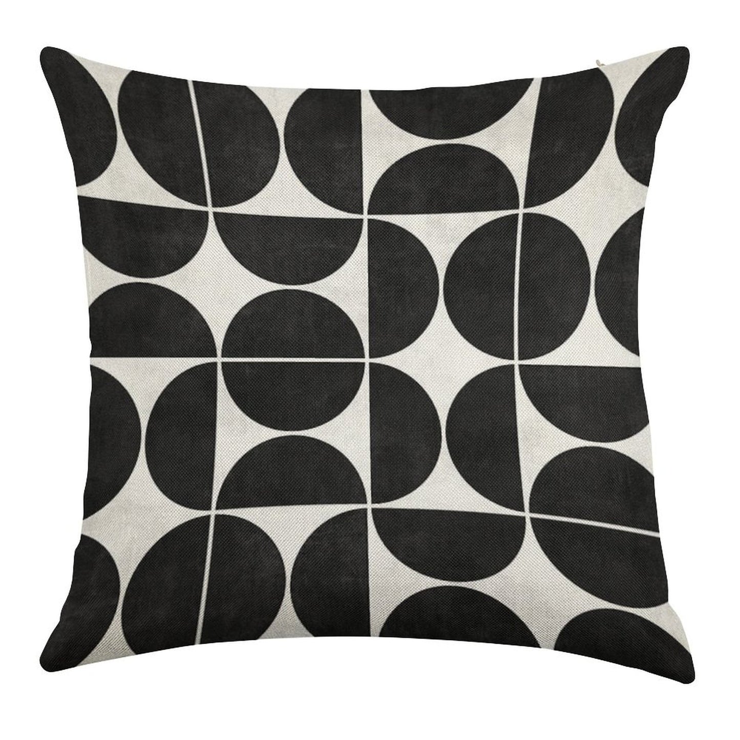 Mid-Century Modern Pattern No.3 - Black And White Concrete Linen Throw Pillow Cover