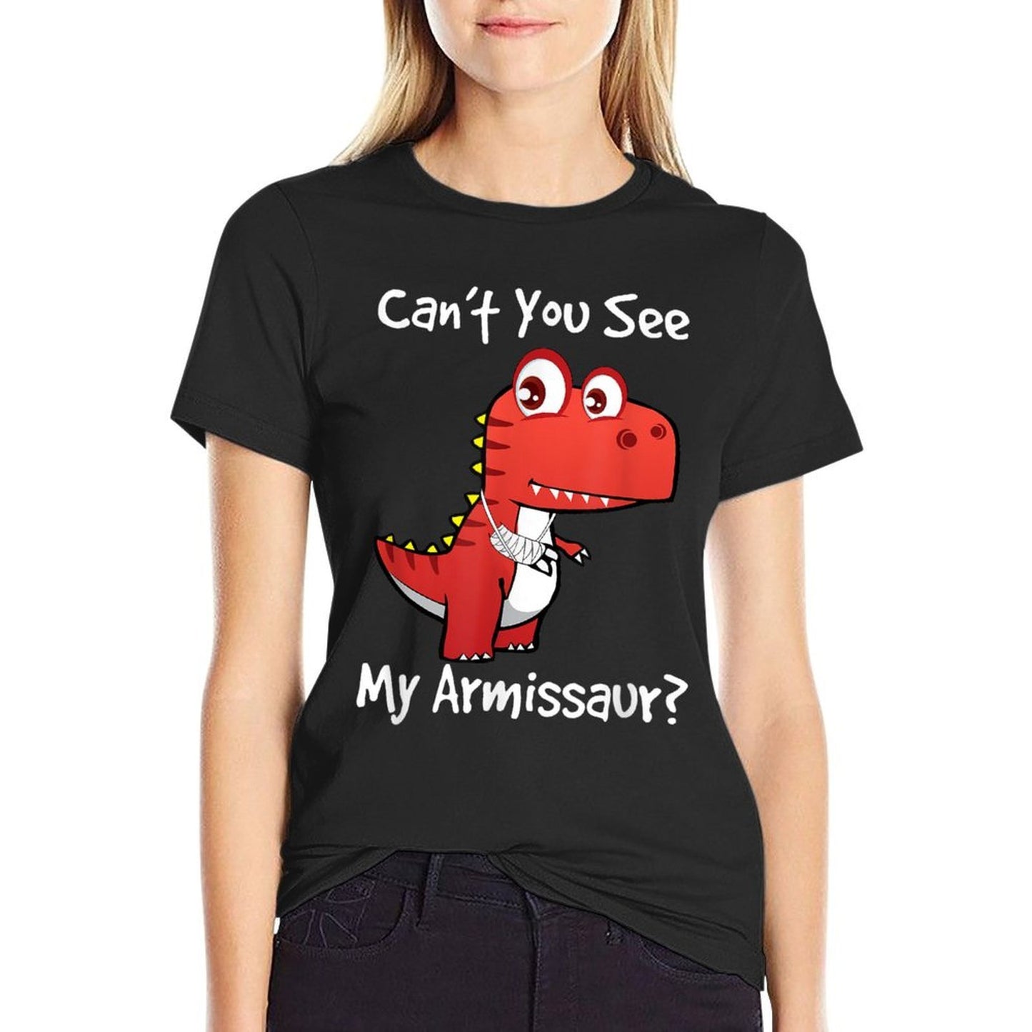 Funny Get Well Broken Arm Dinosaur with A Cast My Armissaur  Heathered Texture T-Shirt