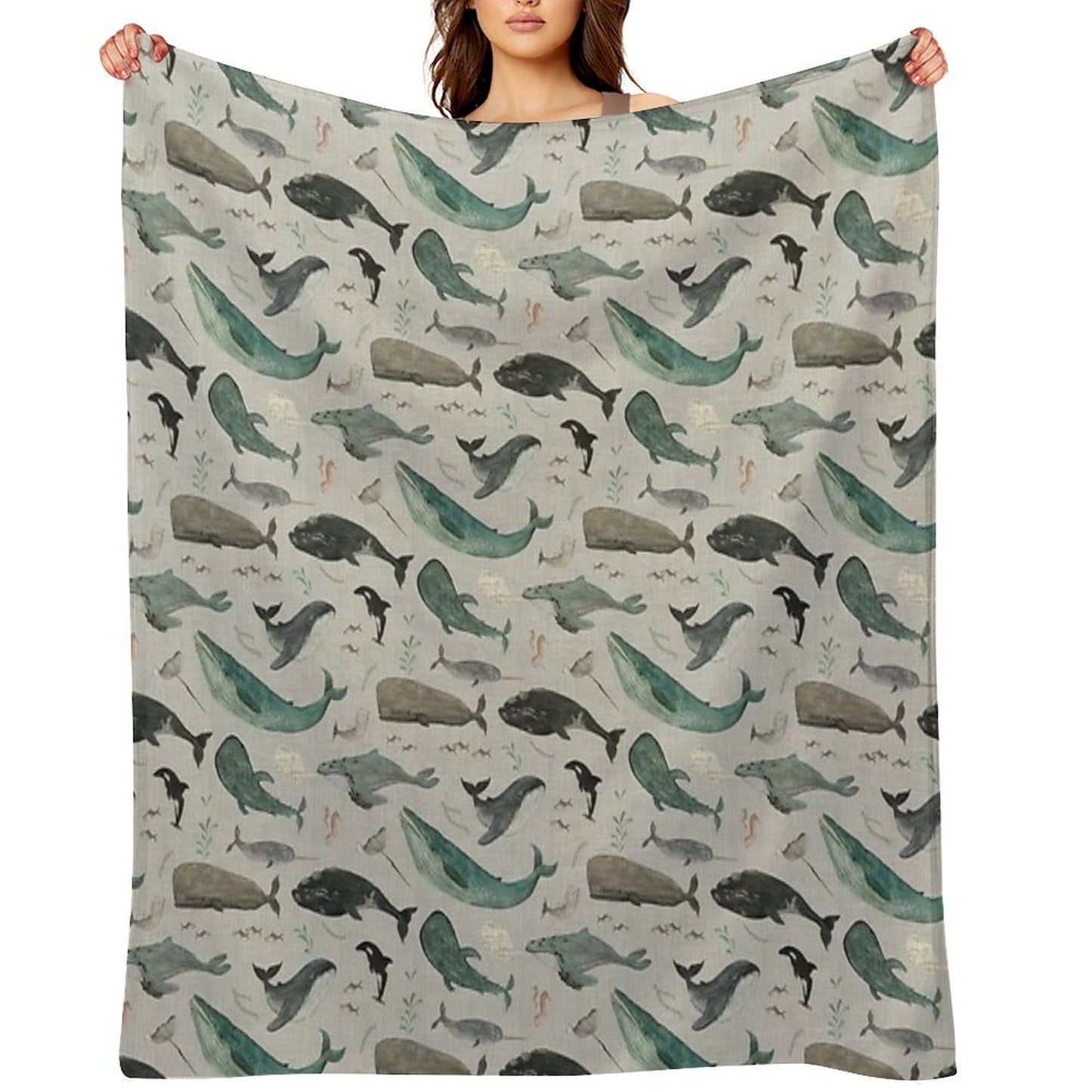 Whale Song Gray Throw Blanket