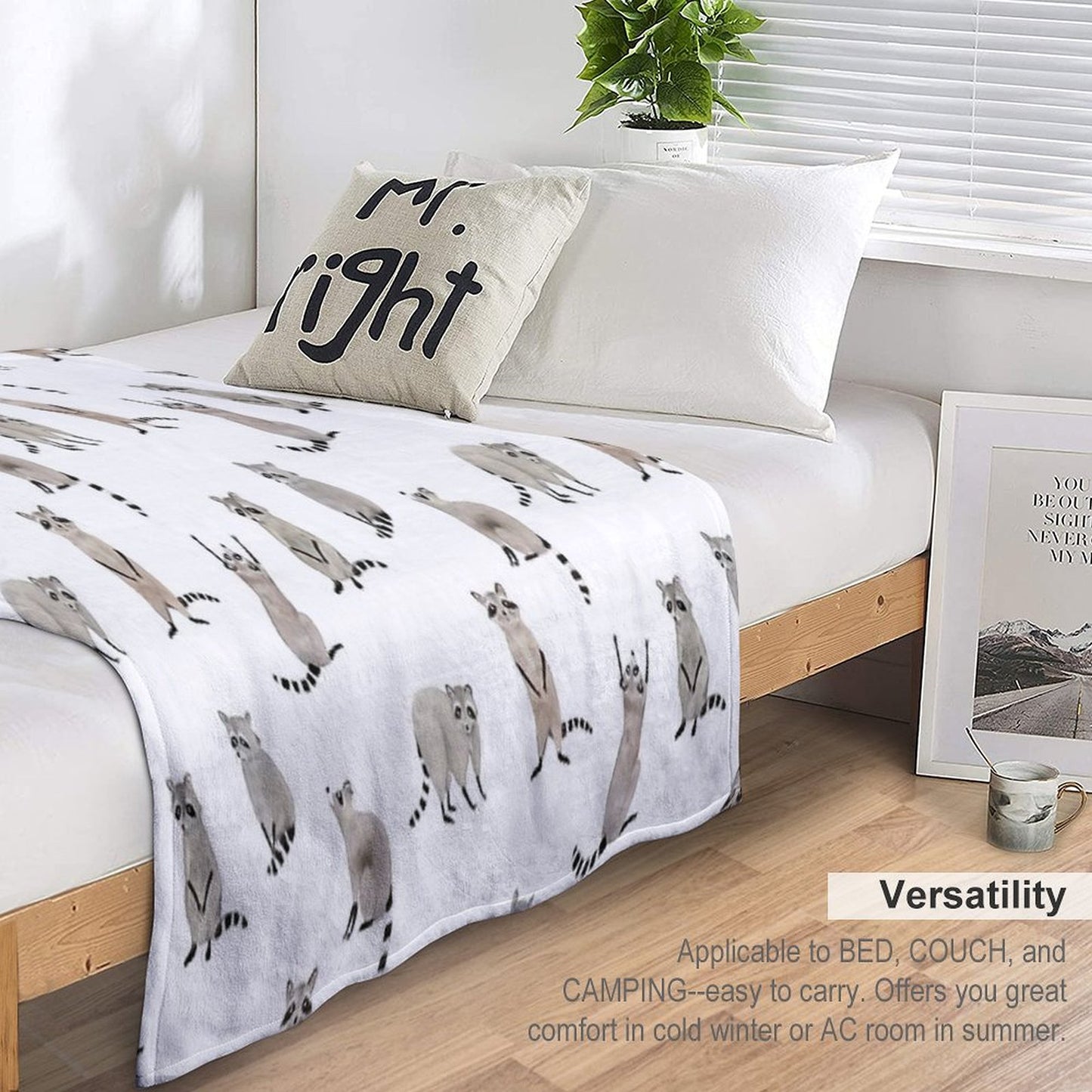 Raccoon Pattern Throw Blanket