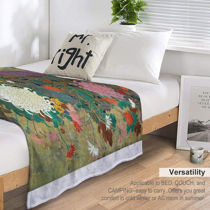 Flower【Japanese Painting】 Throw Blanket