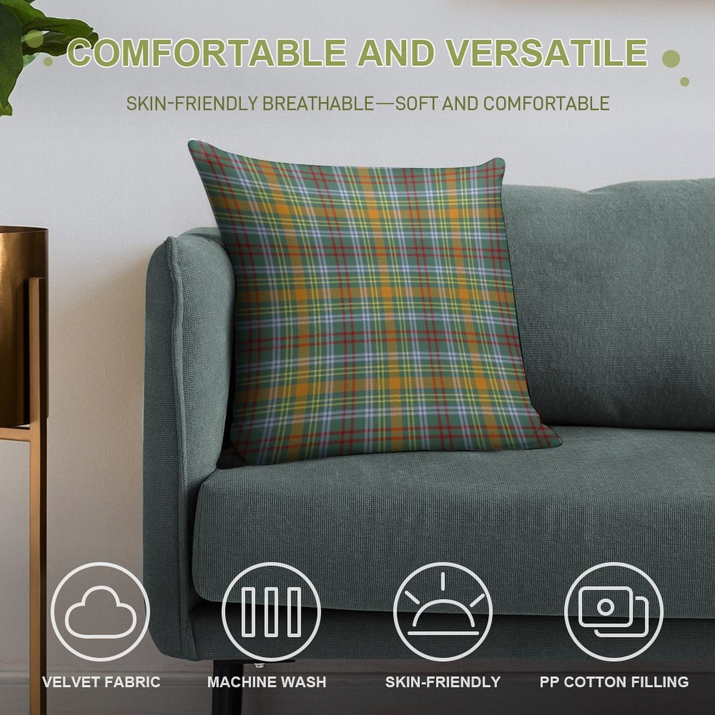 O'Brien Tartan Pattern Colorful Irish Plaid Soft Luxury Feel Throw Pillow