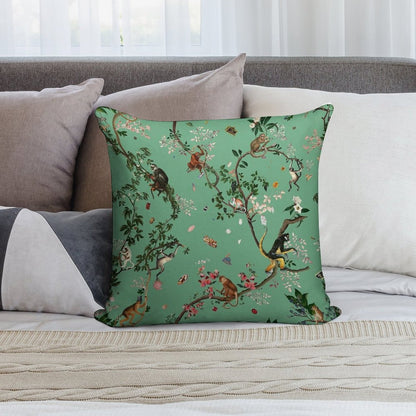 Monkey World Green Soft Warmth Comfort Throw Pillow