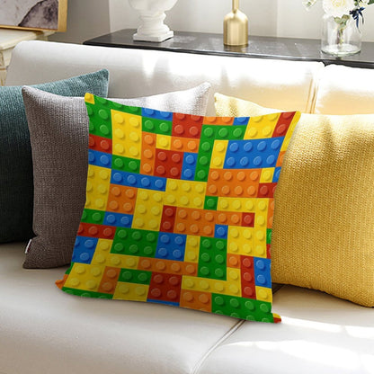 Building Blocks Construction Brick Soft High-Density Material Throw Pillow