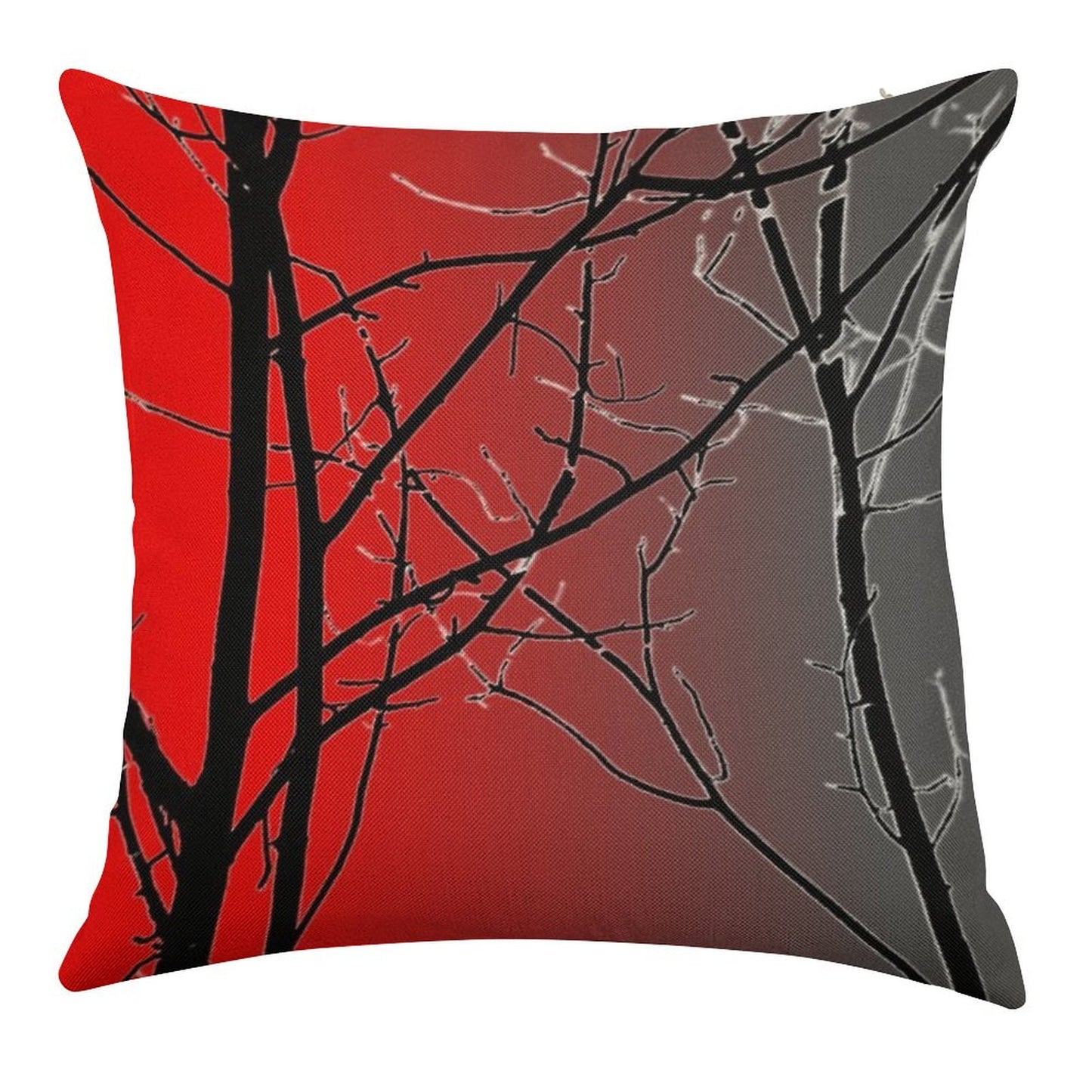 Red And Gray Linen Throw Pillow Cover