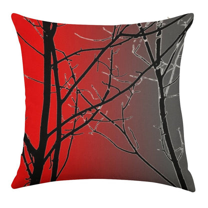 Red And Gray Linen Throw Pillow Cover