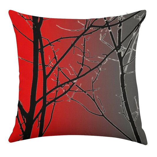 Red And Gray Linen Throw Pillow Cover