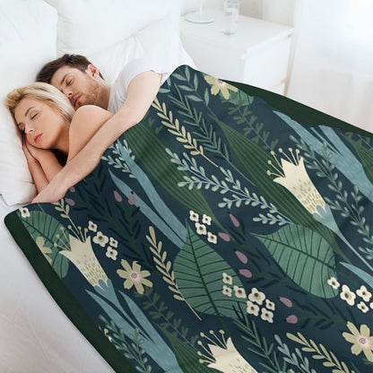 Wonderful Mid-Century Style Evening Lily And Wildflower Pattern Throw Blanket