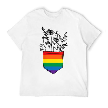Pocket Flowers Rainbow LGBTQ Pride Month Gay Lesbian  Oversized Silhouette T-Shirt