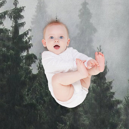 Waiting For  Misty Foggy Fairytale Forest With Cascadia Trees Covered In Magic Fog Throw Blanket