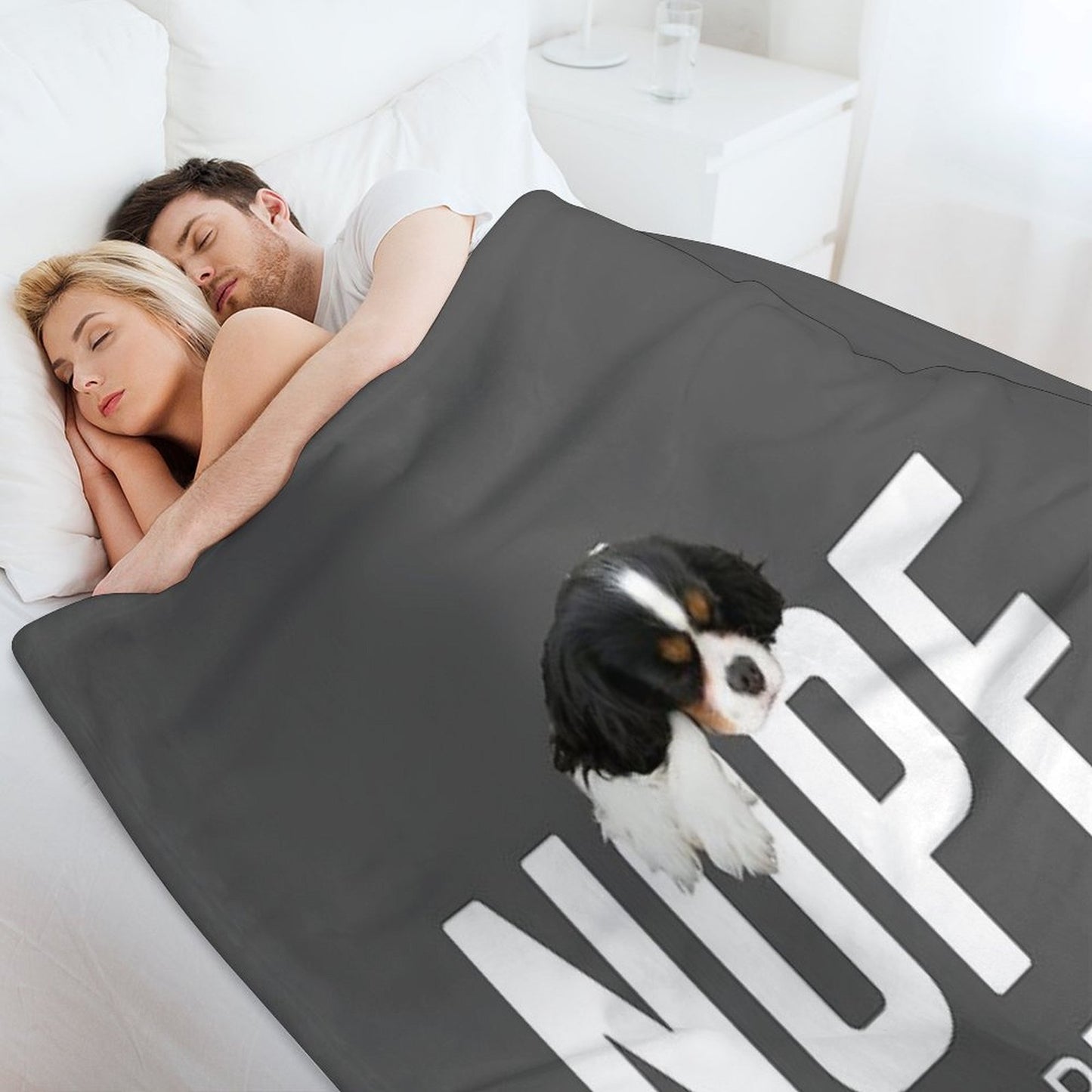 Nope. Not Happening. (Sleepy Cavalier King Charles Spaniel) Throw Blanket