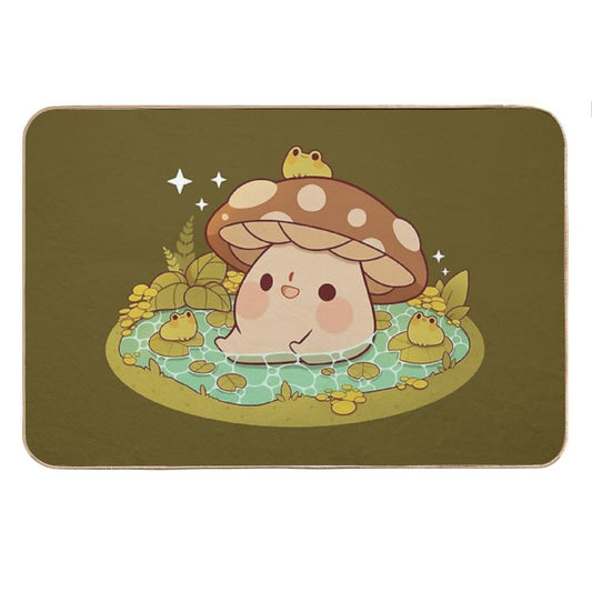 Cute Mushroom in A Frog Pond Bath Mat