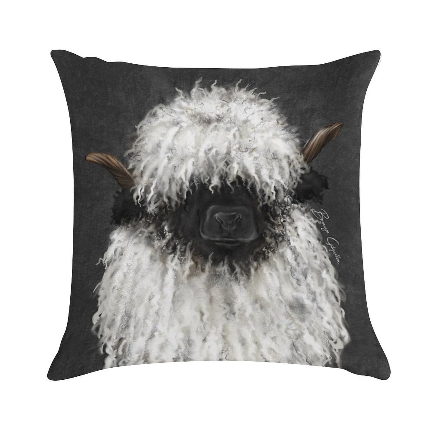 Bo Sheep. Valais Blacknose Sheep. Soft Fade-Resistant Throw Pillow