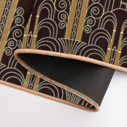Glamorous Gold-Color Art Deco Pattern  Easy Maintenance Bath Mat