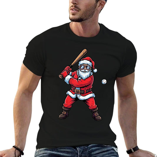 Christmas Santa Baseball Batter Xmas Sports Men Boys Kids  Graphic-printed T-Shirt