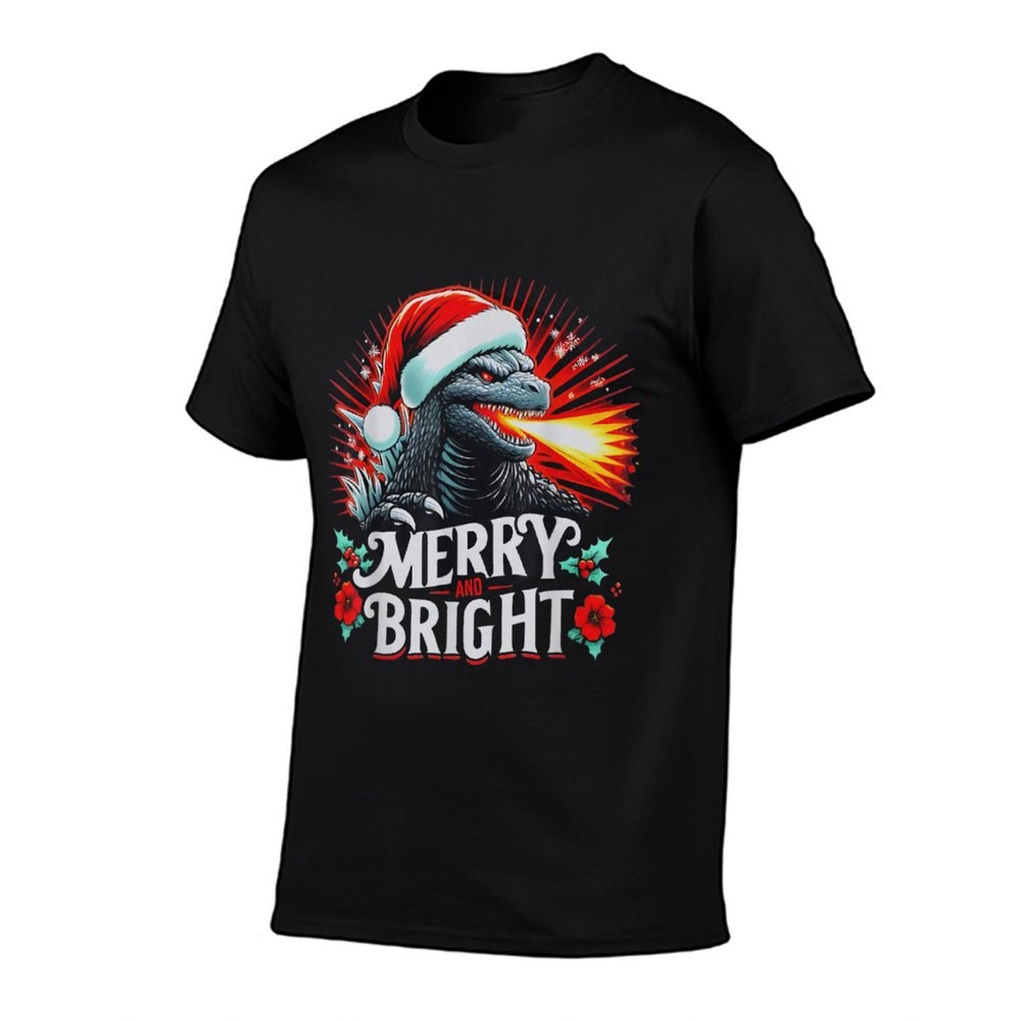 Santazilla Japanese Monster Kaiju Merry And Bright Christmas  Cotton T-Shirt