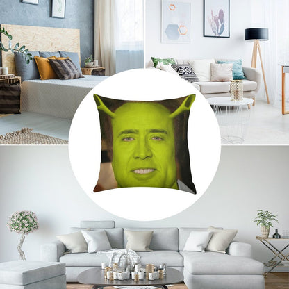 Nicolas CageShrek Linen Throw Pillow Cover
