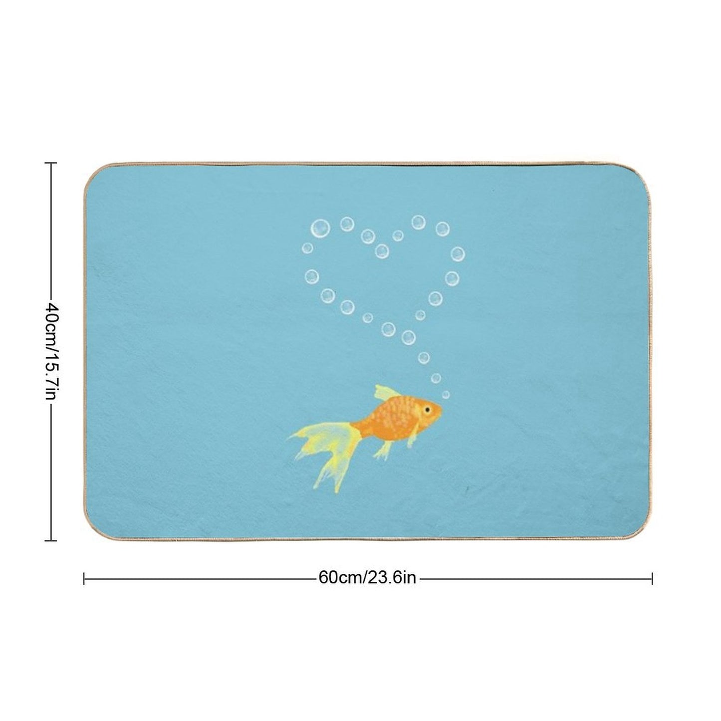 Goldfish Surrounded by Bubble Heart Bath Mat