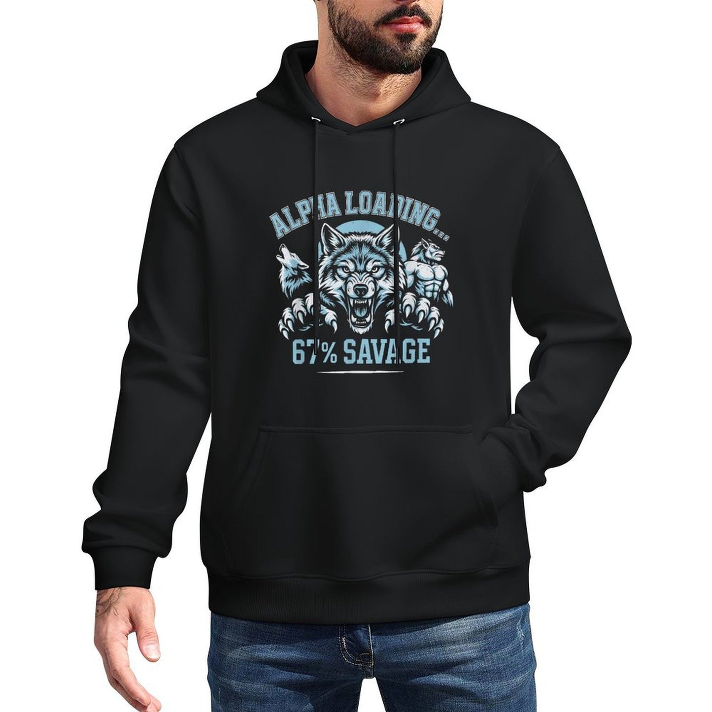 Alpha Wolf Loading 67 Savage Funny Gen Z Meme Moisture-Wicking Hoodie