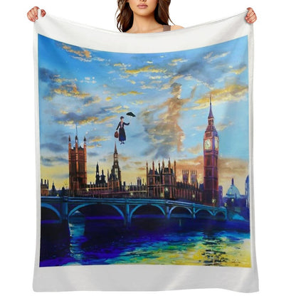 Mary Poppins Returns to London Throw Blanket