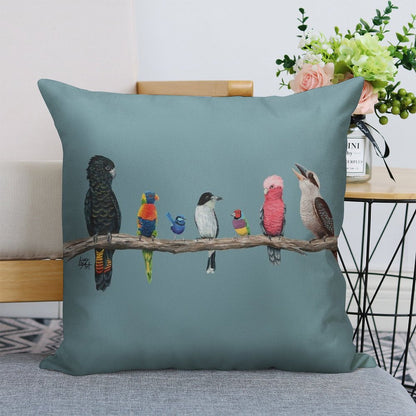 Australian Birds Linen Throw Pillow Cover
