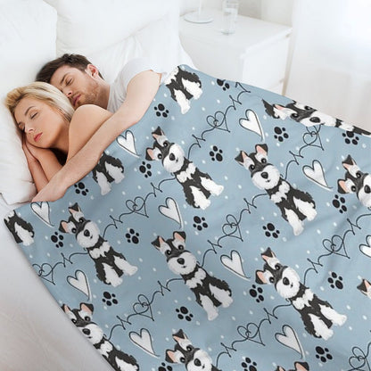 Love Black And White Miniature Schnauzer Throw Blanket