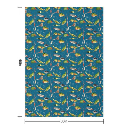 Vintage Fishing Lures Throw Blanket