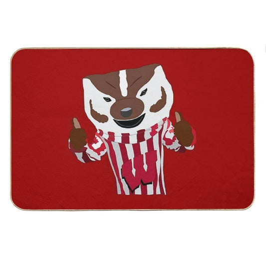 Bucky Badger Cartoon Drawing Bath Mat