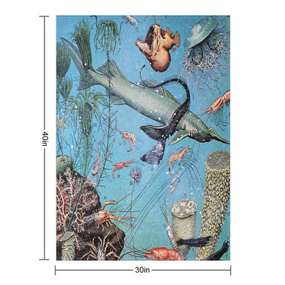Adolphe Millot - Ocean A - French Vintage Poster Throw Blanket